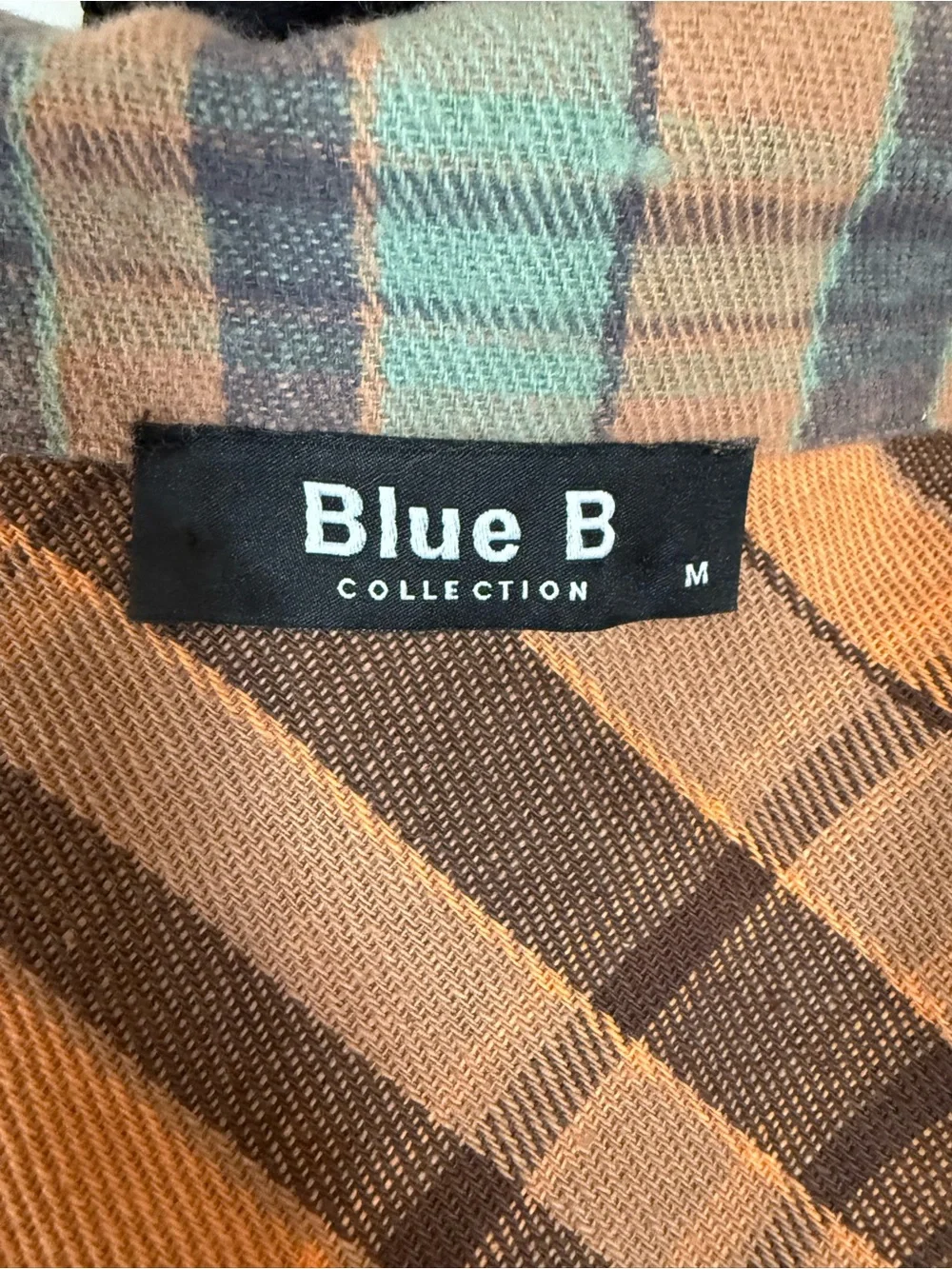 Plaid Cropped Shacket in Orange, Turquoise and Brown